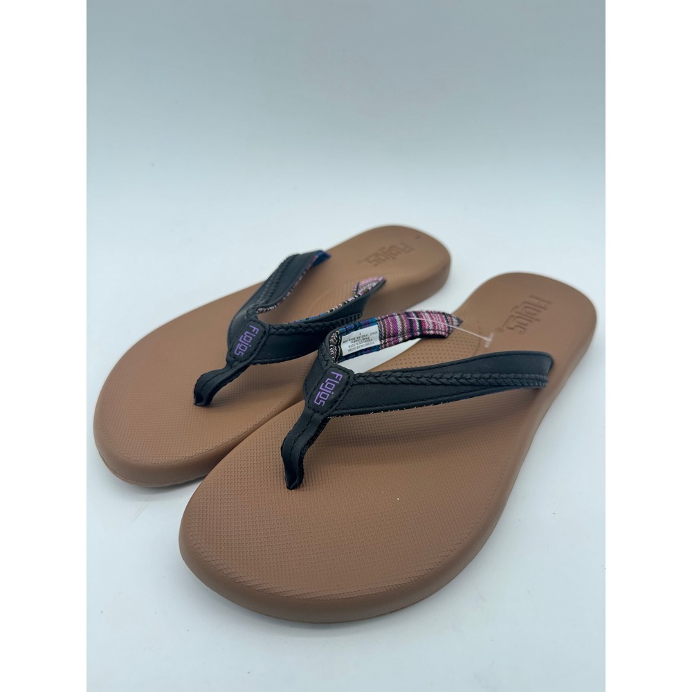 Flojos Flip Flops Black Women's Size 8 Comfort Sandals Casual Thong